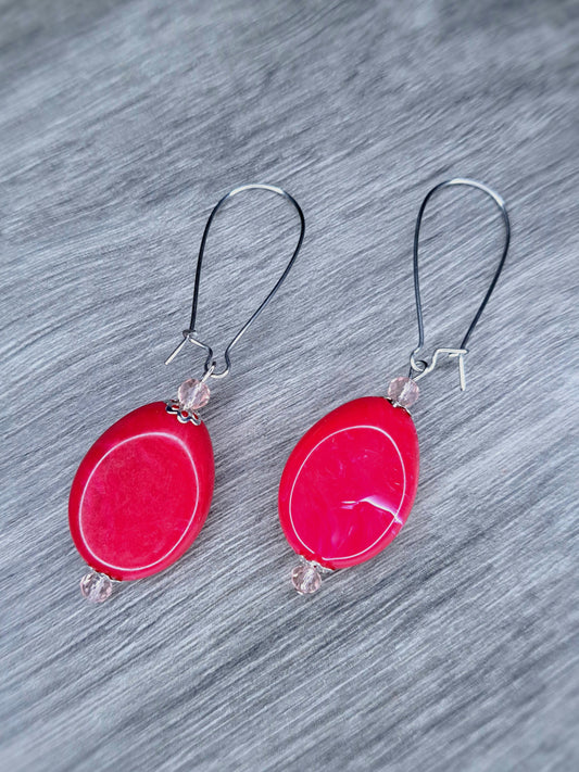 Colorful beaded stainless steel earrings