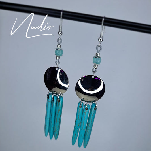 Turquoise and stainless steel earrings