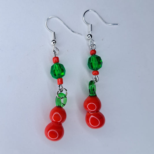 red gourd glass fruit Stainless steel earrings