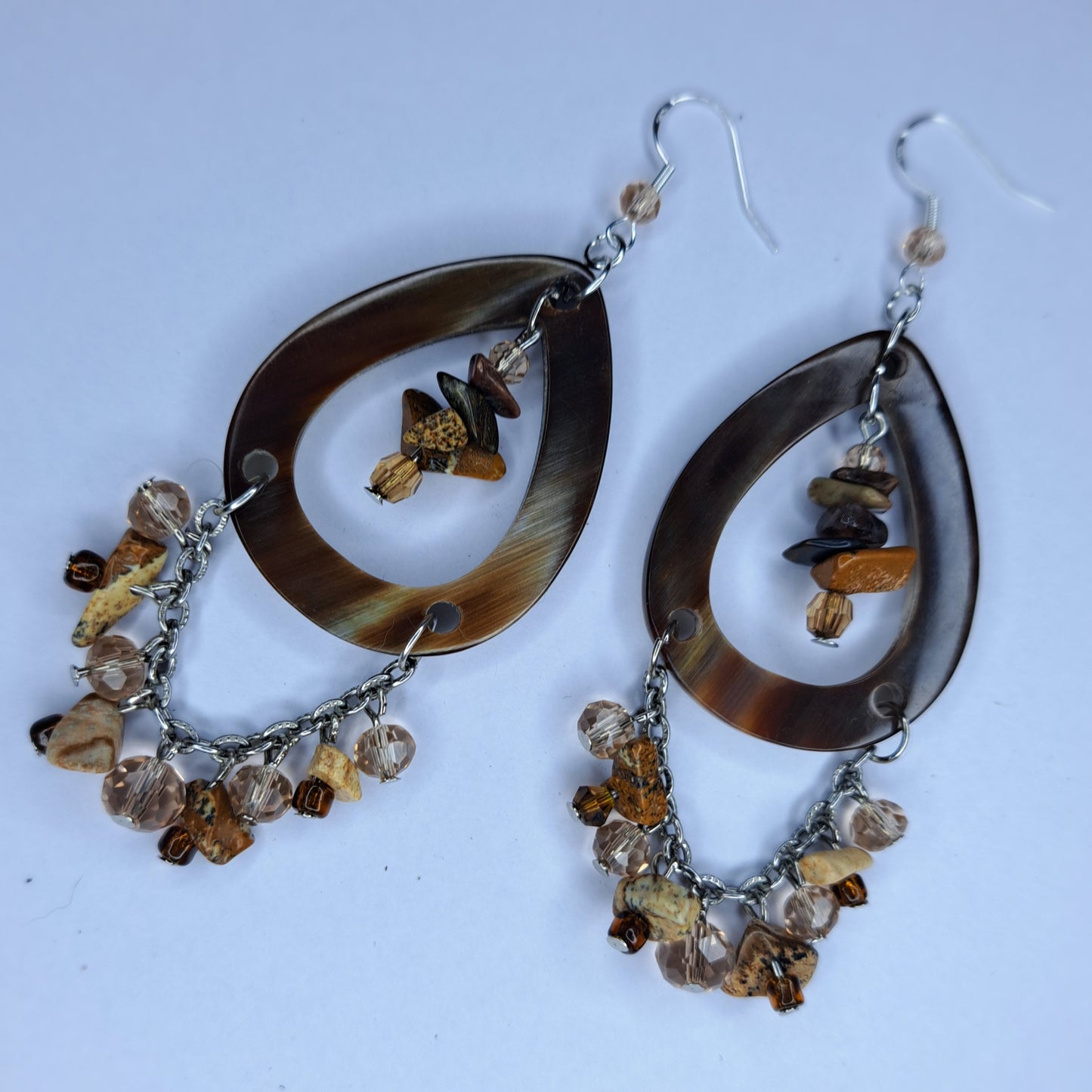 Brown crystal s925 sterling silver earrings