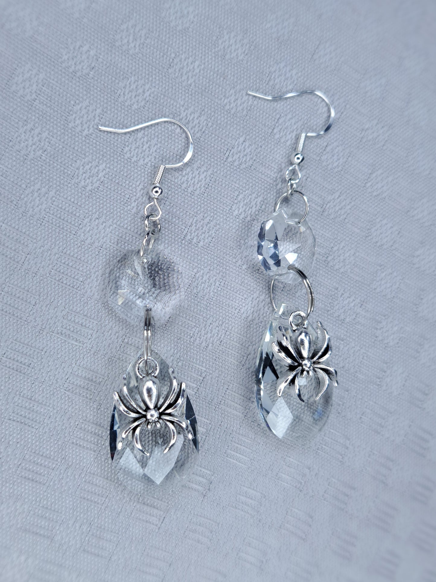 Spider charm s925 sterling silver crystal earrings
