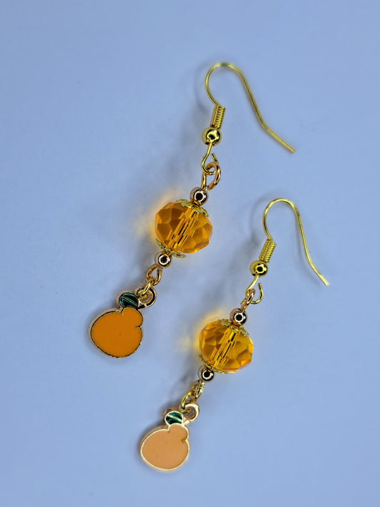 orange and gold stainless steel earrings