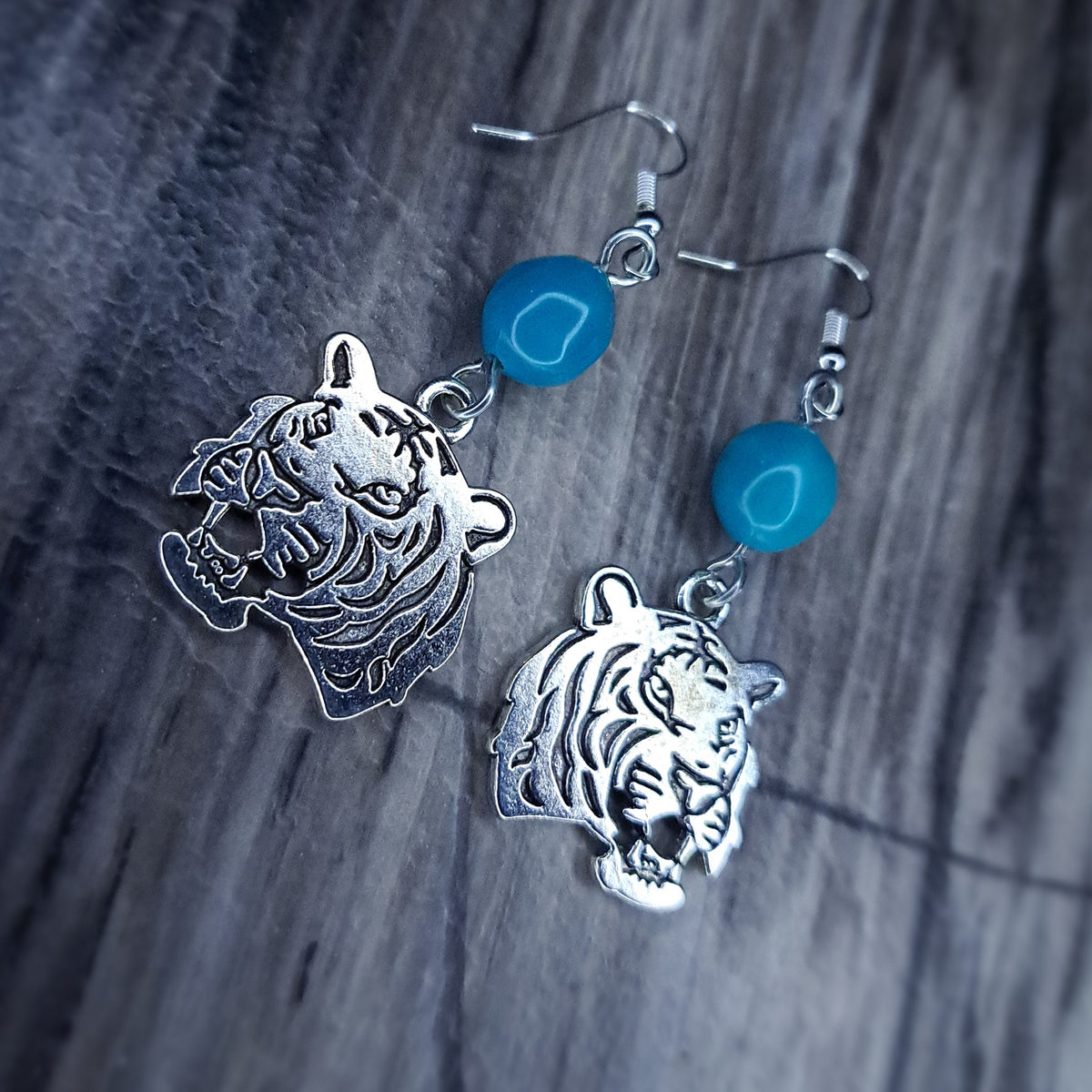 Tiger charm stainless steel earrings