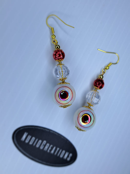 Eyeball stainless steel drop dangle earrings