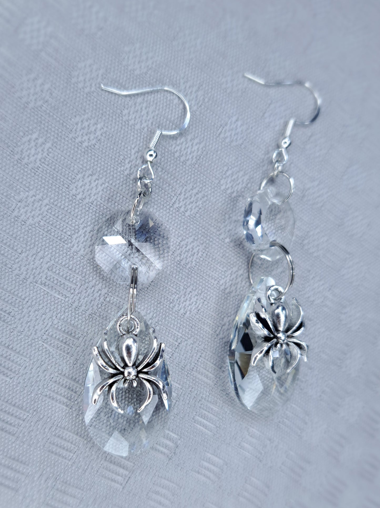 Spider charm s925 sterling silver crystal earrings