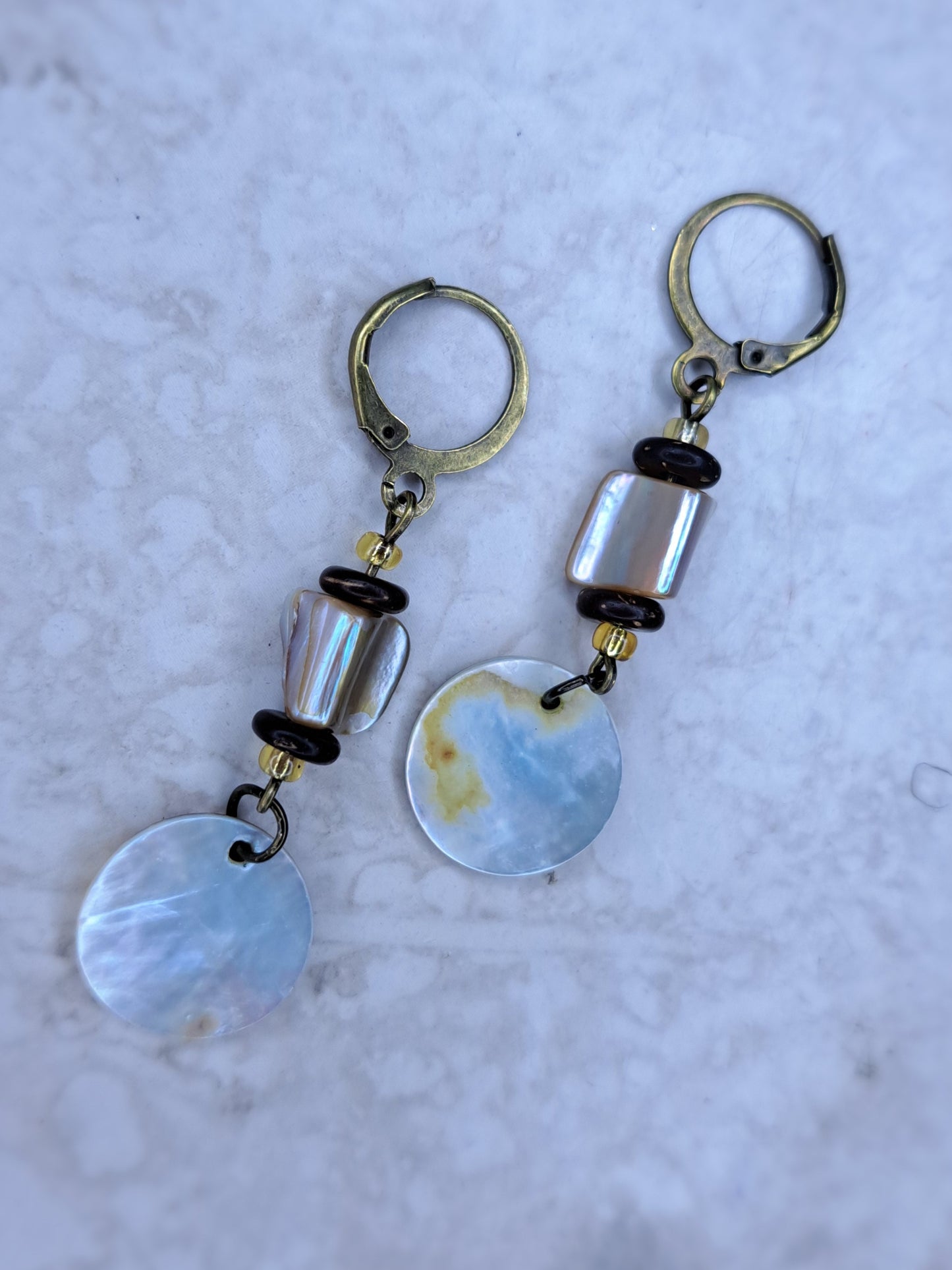 Pearl gold tone stainless steel earrings