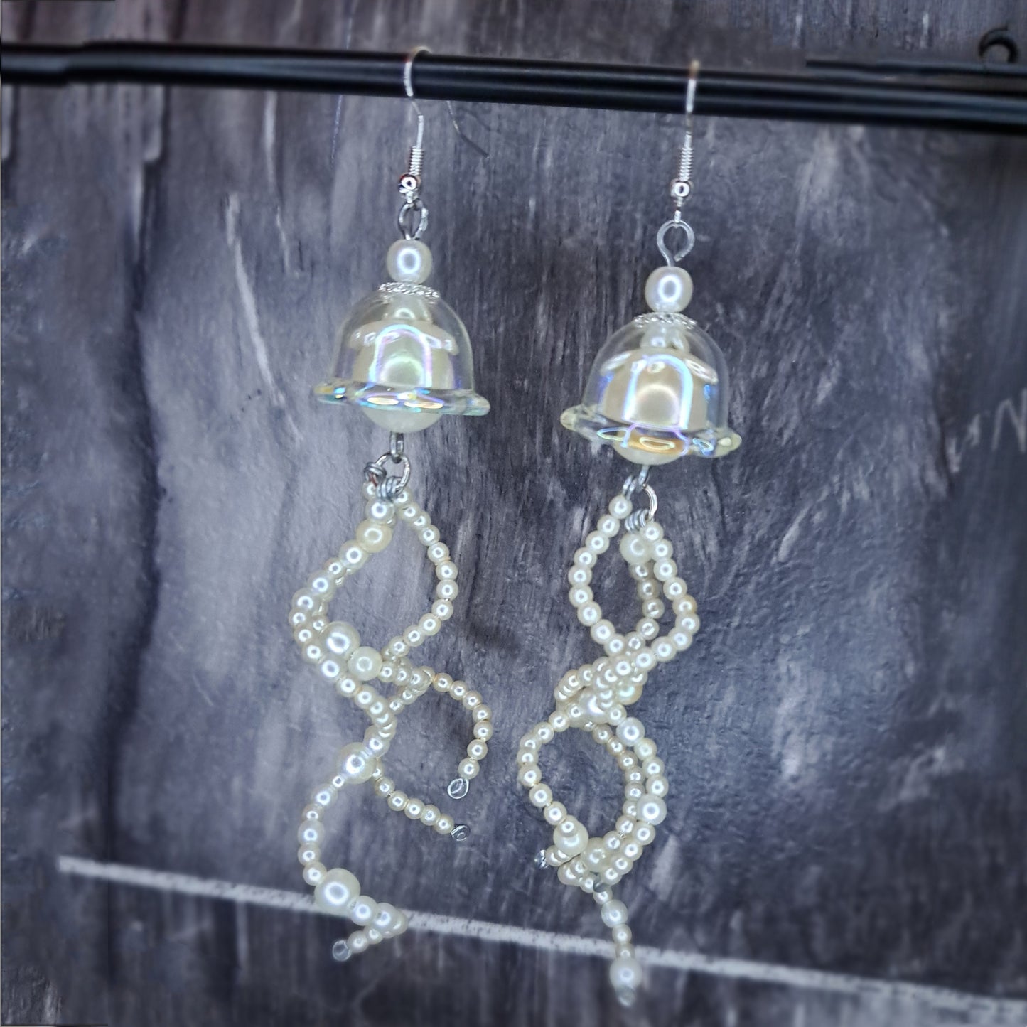 Pearl Jellyfish beaded stainless steel earrings