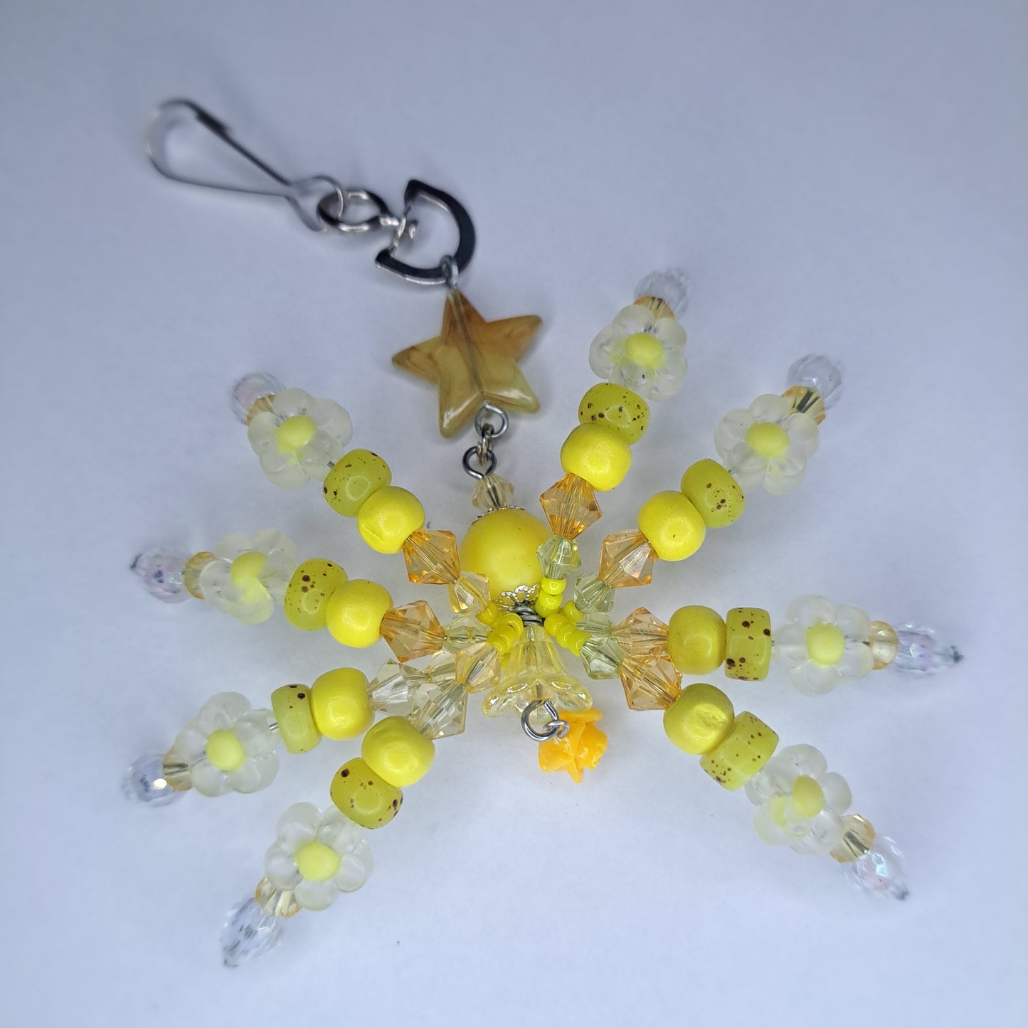 yellow flower Beaded spider keychain