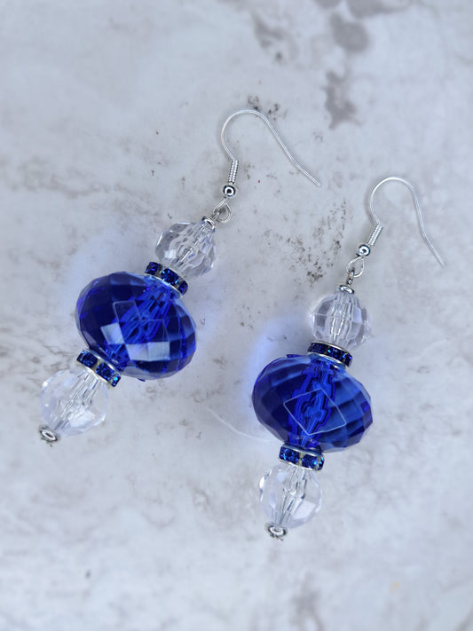 Blue & Clear earrings Earrings – Handmade/upcycled stainless steel