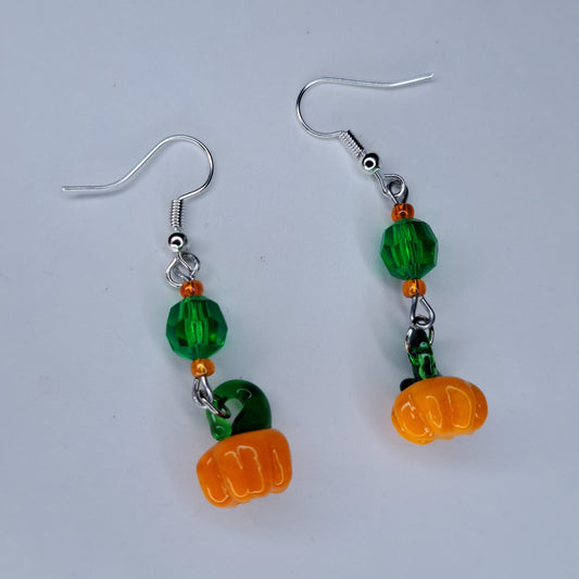 orange pumpkin glass fruit Stainless steel earrings