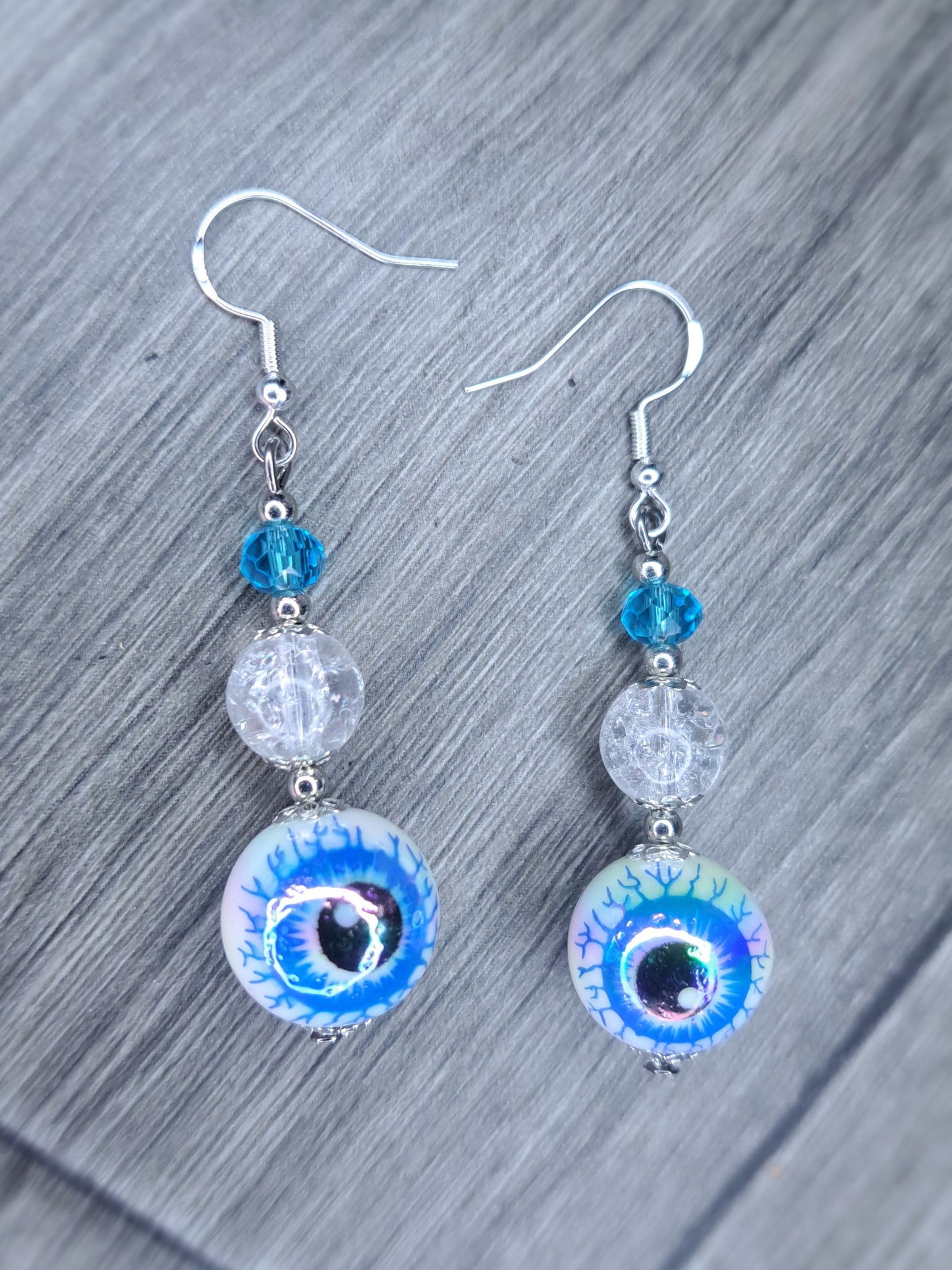 S925 sterling silver eyeball beaded earrings