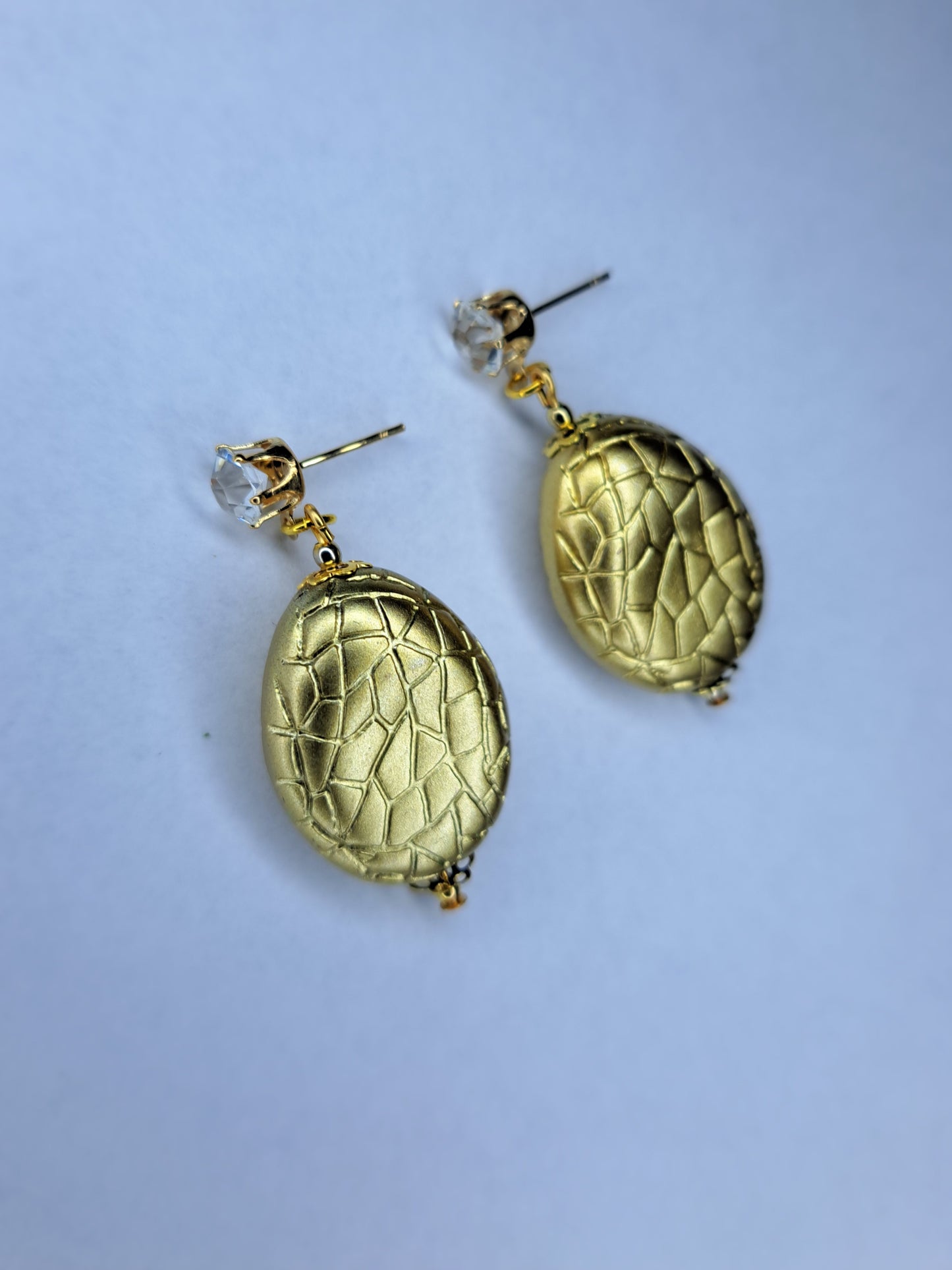 Gold tone beaded stainless steel earrings