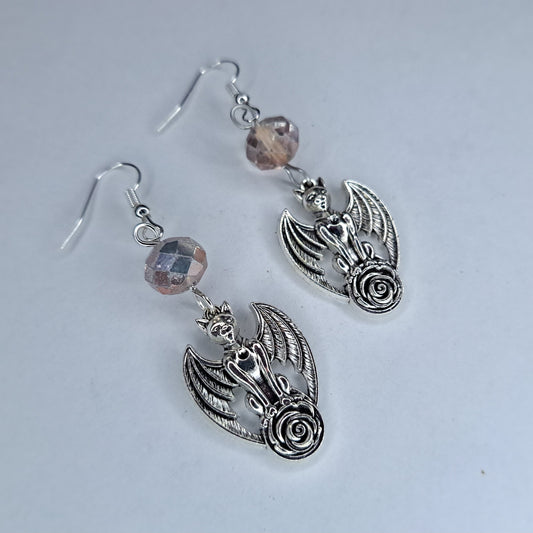 Bat cat Charm stainless steel earrings