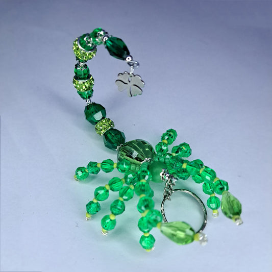 Green clover stainless steel Beaded scorpion keychain