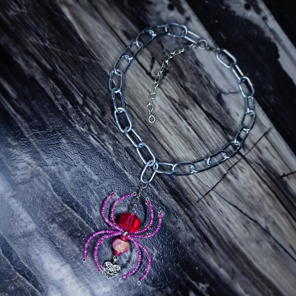 Pink Spider stainless steel chain choker