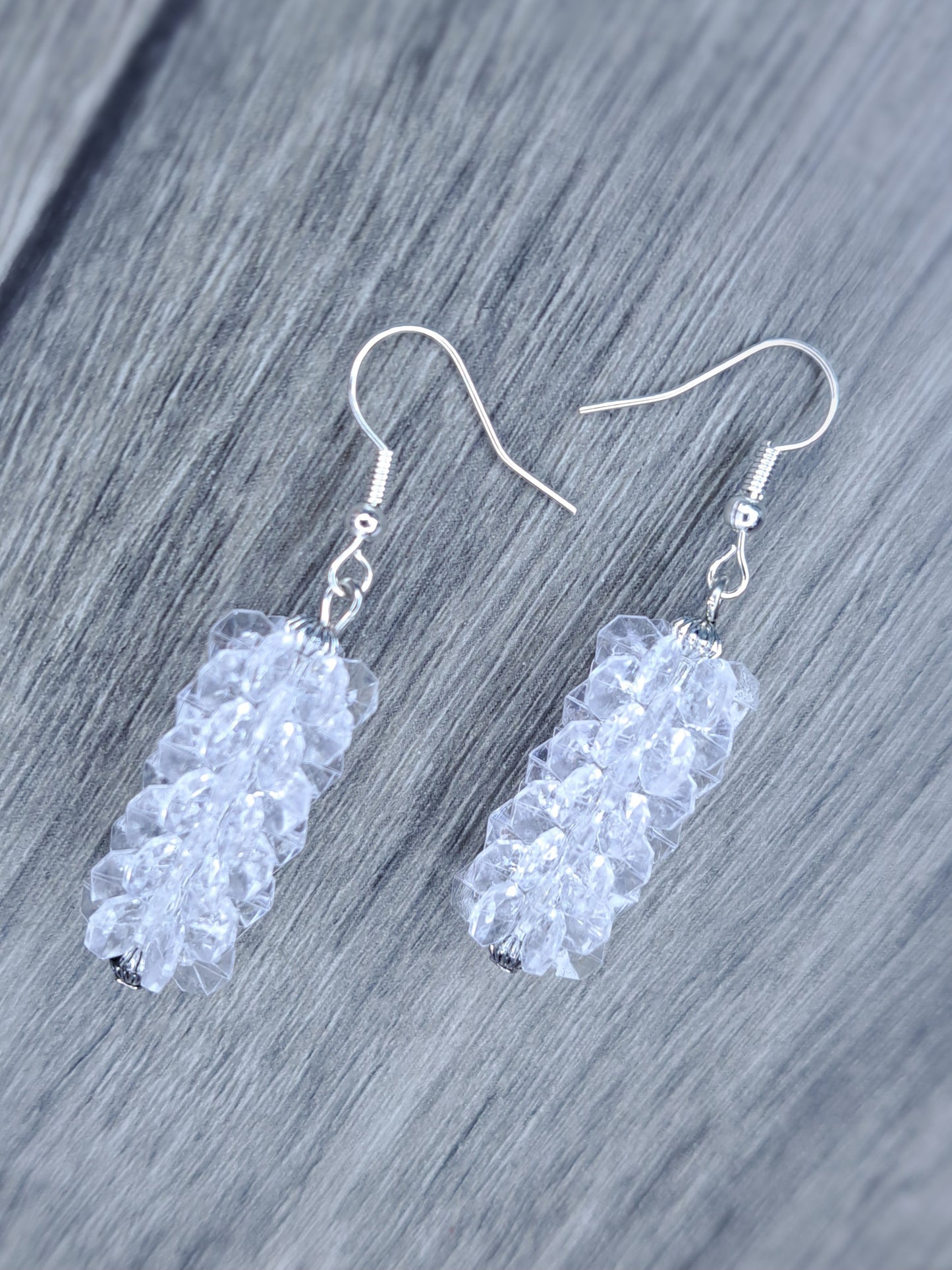 Green and silver glass gem  stainless steel heart earrings