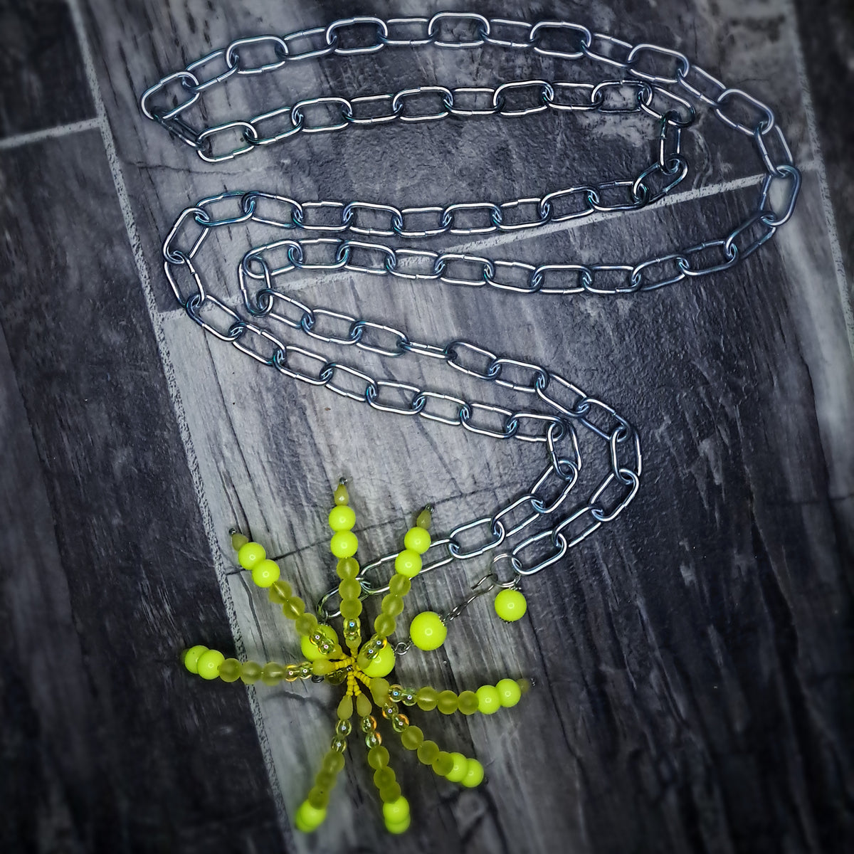 Yellow Beaded spider body chain 5ft