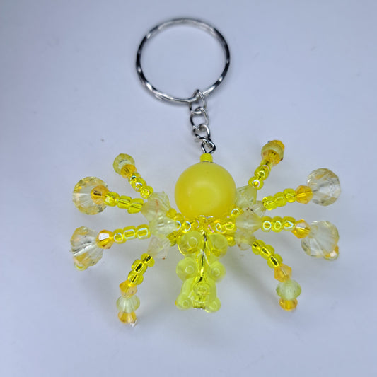 Yellow gummy bear Beaded spider keychain