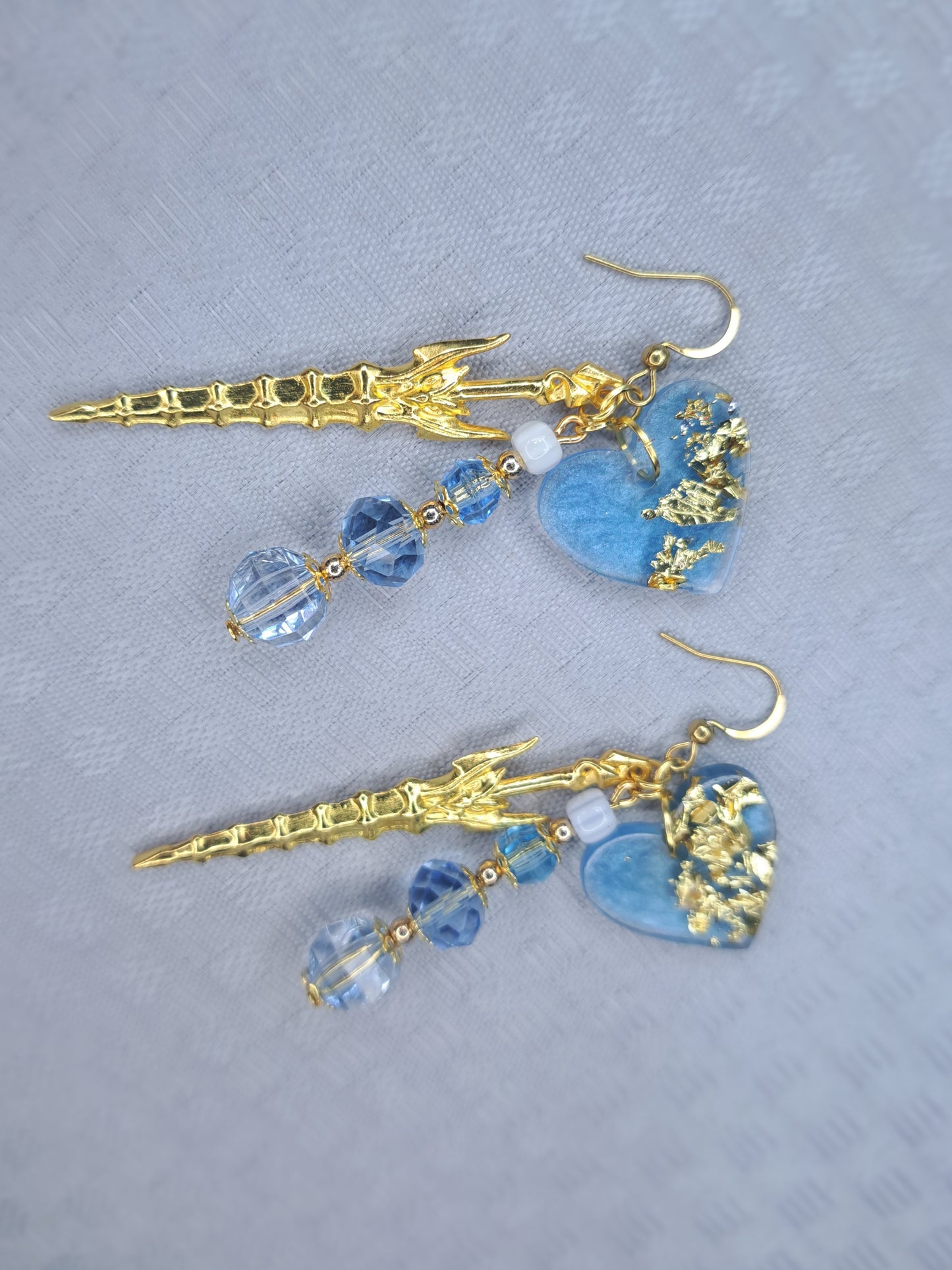 Blue charm s925 gold plated sterling silver earrings