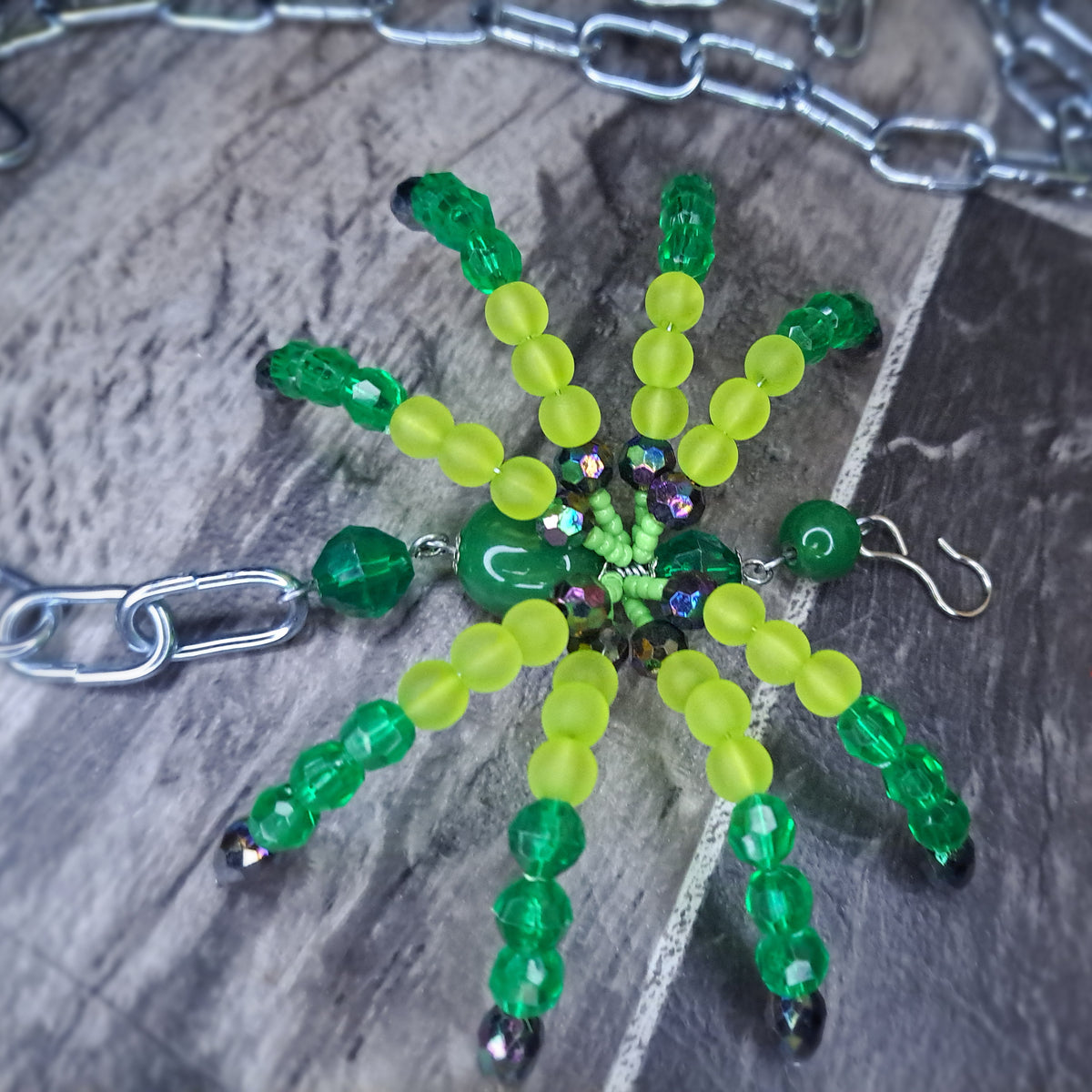 Green Beaded spider body chain 5ft