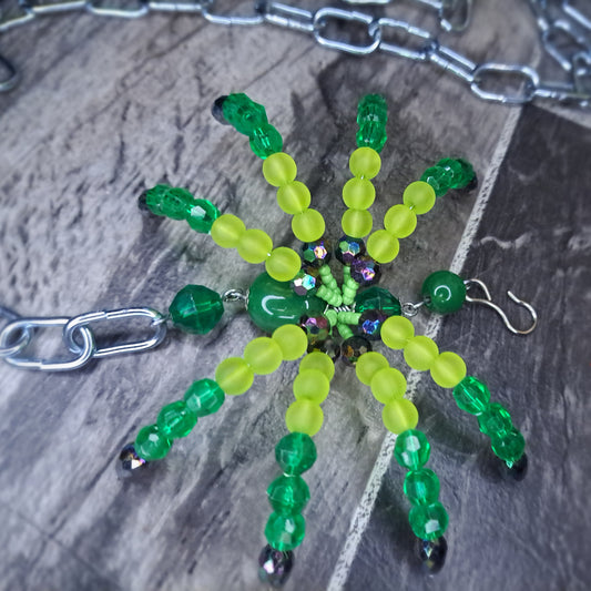 Green Beaded spider body chain 5ft