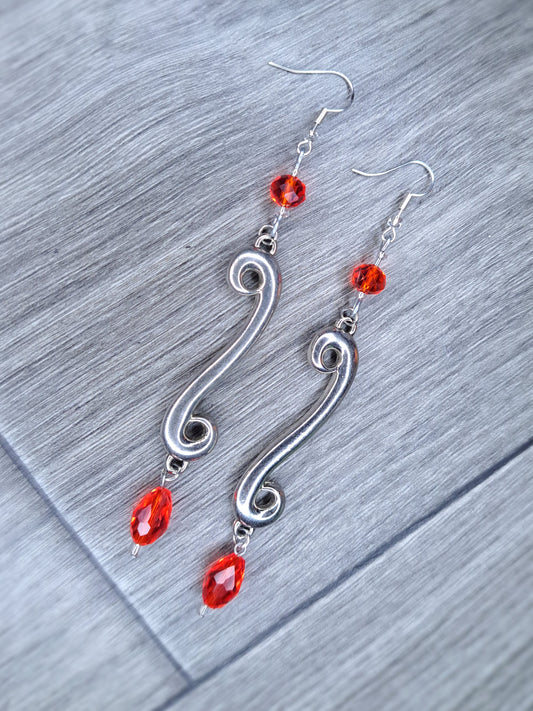 Red Stainless steel glass crystal earrings
