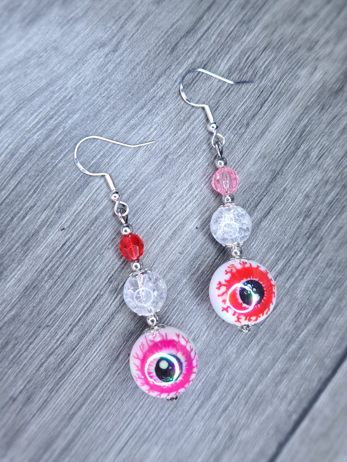 S925 sterling silver eyeball beaded earrings