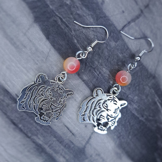 Tiger charm Stainless steel earrings