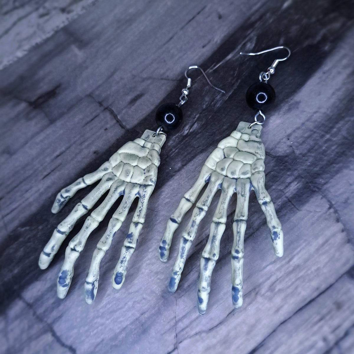 skeleton hand stainless steel earrings