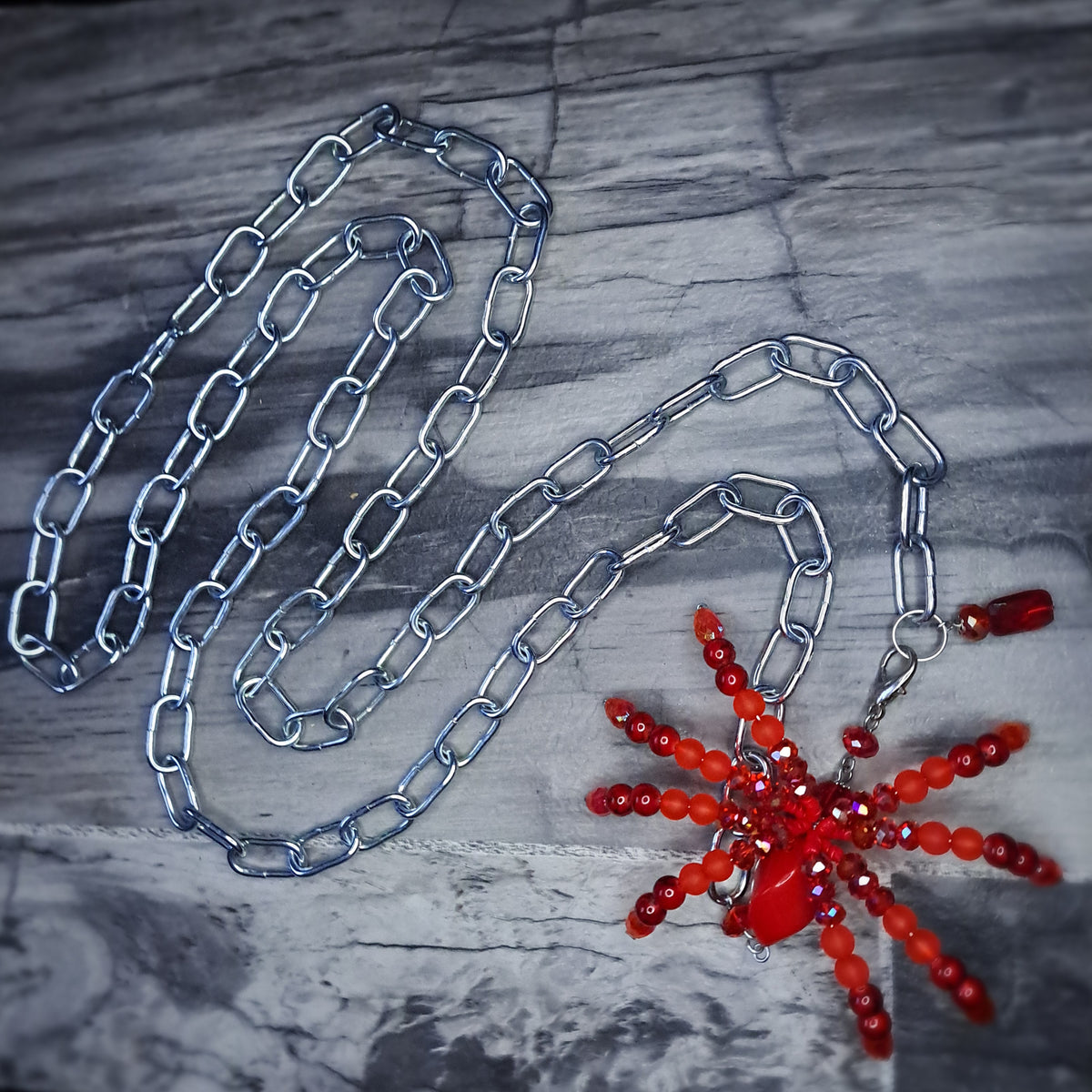 Red Beaded spider body chain 5ft