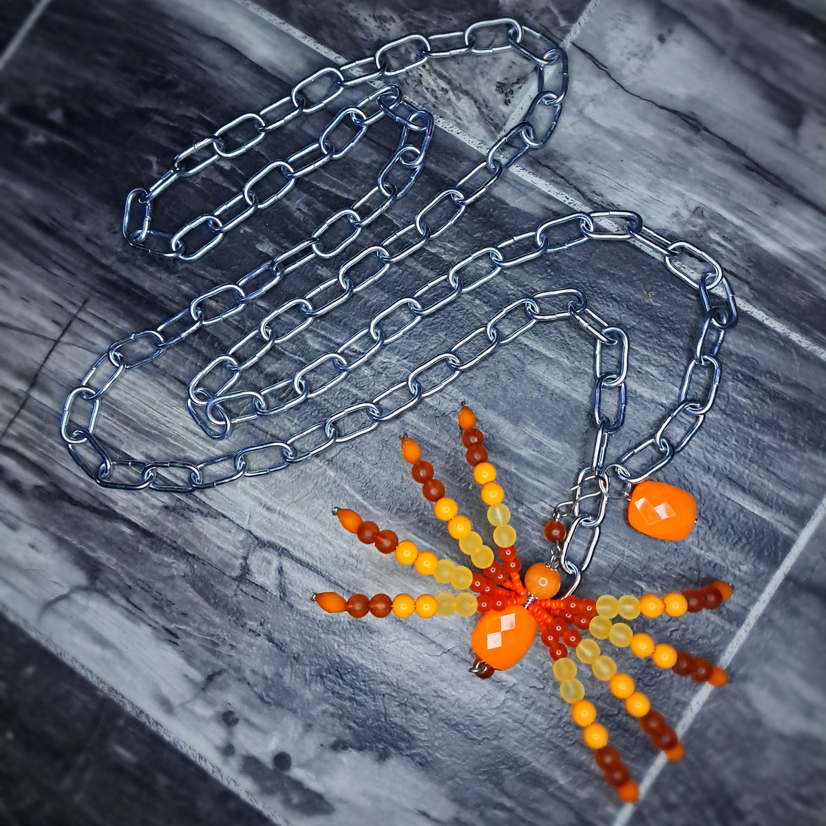 Orange Beaded spider body chain 5ft