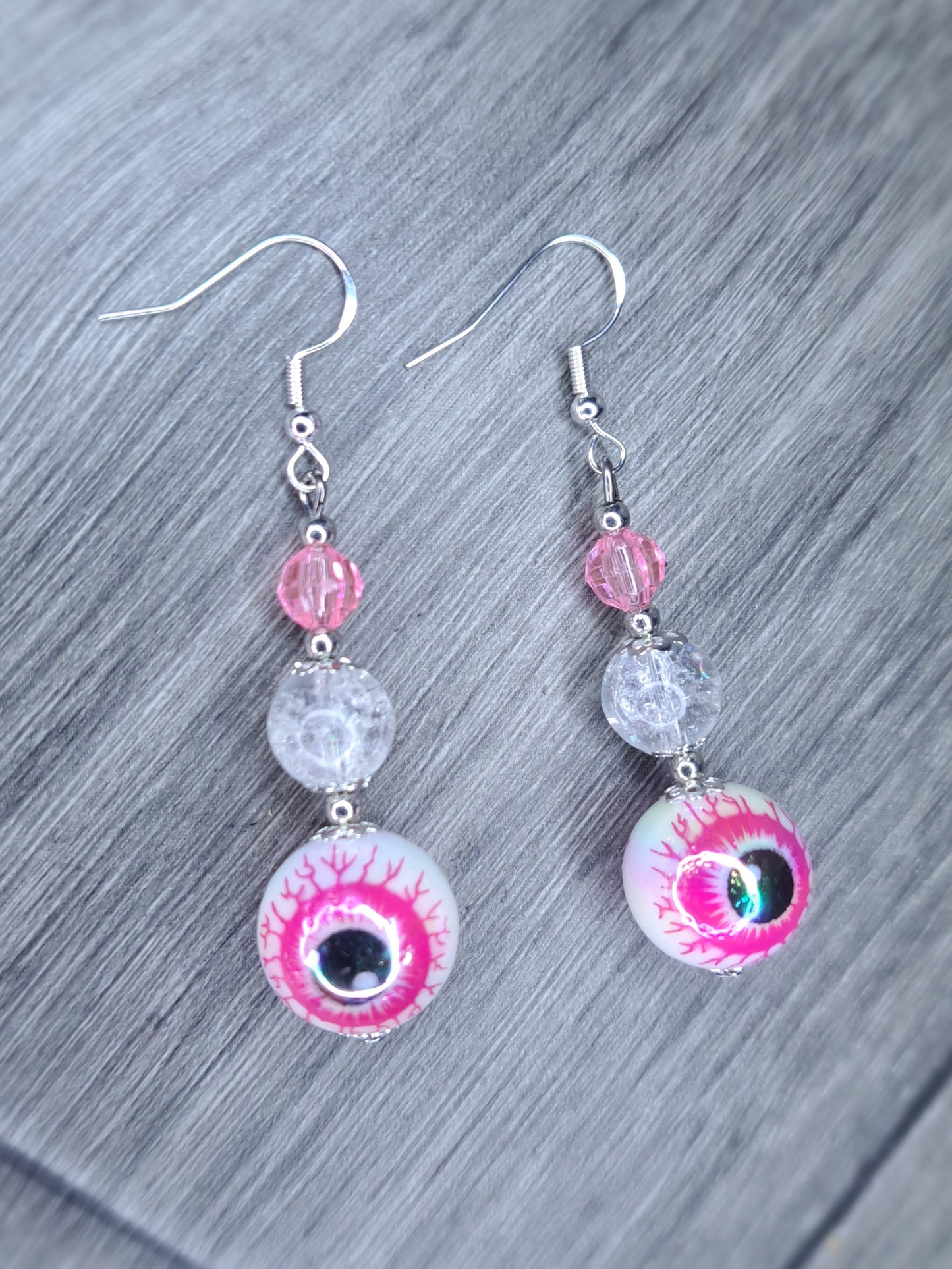 S925 sterling silver eyeball beaded earrings