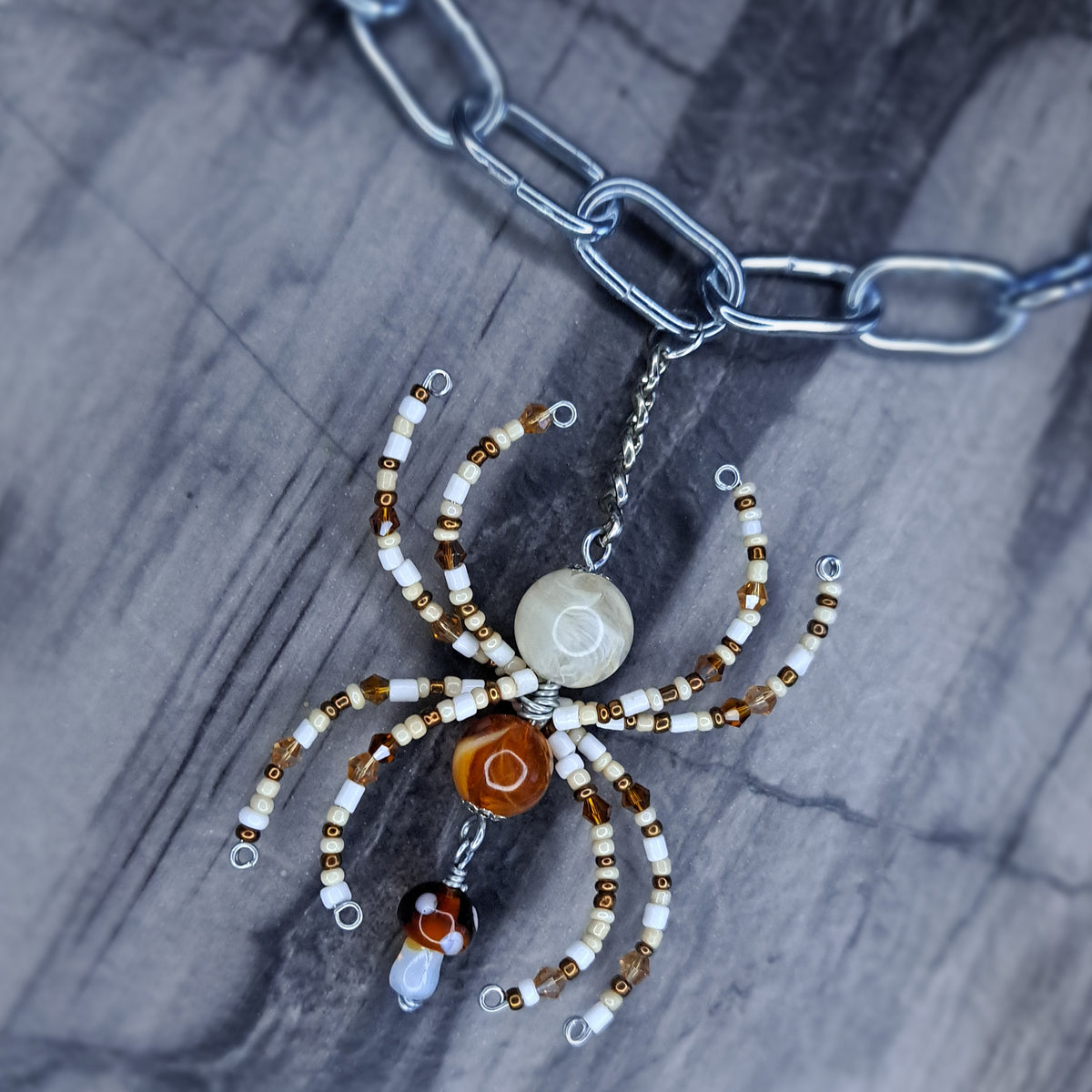 Tan & brown Spider stainless steel chain choker