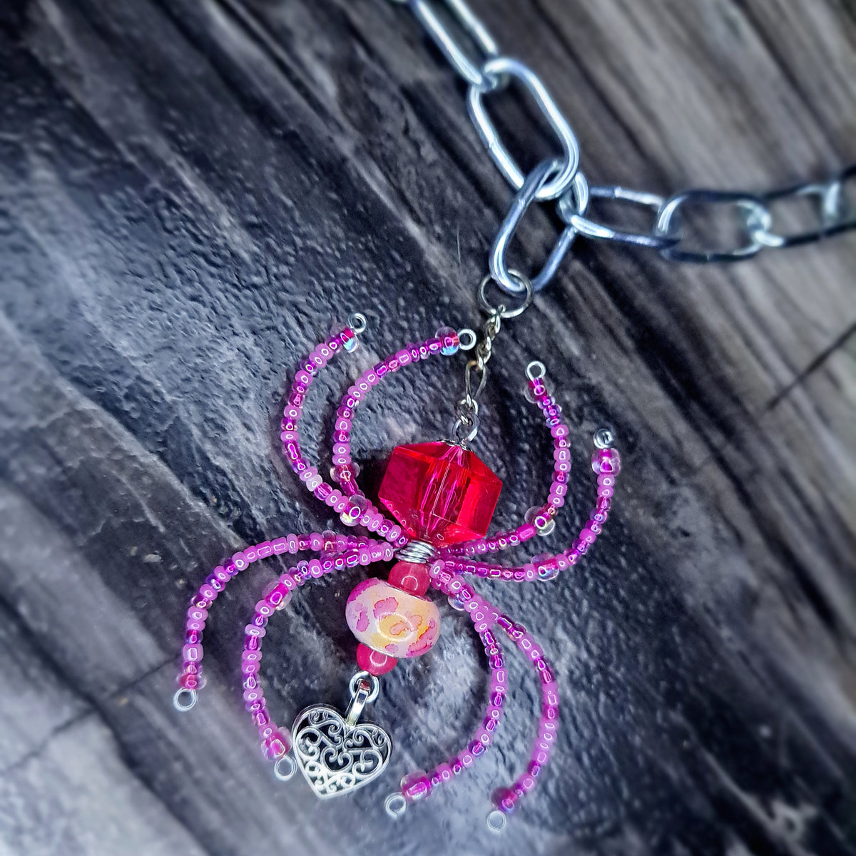 Pink Spider stainless steel chain choker