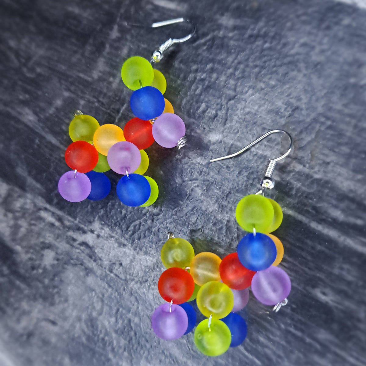 Rainbow balloon dog earrings