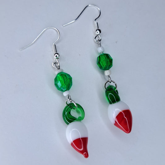 Red radish glass fruit Stainless steel earrings