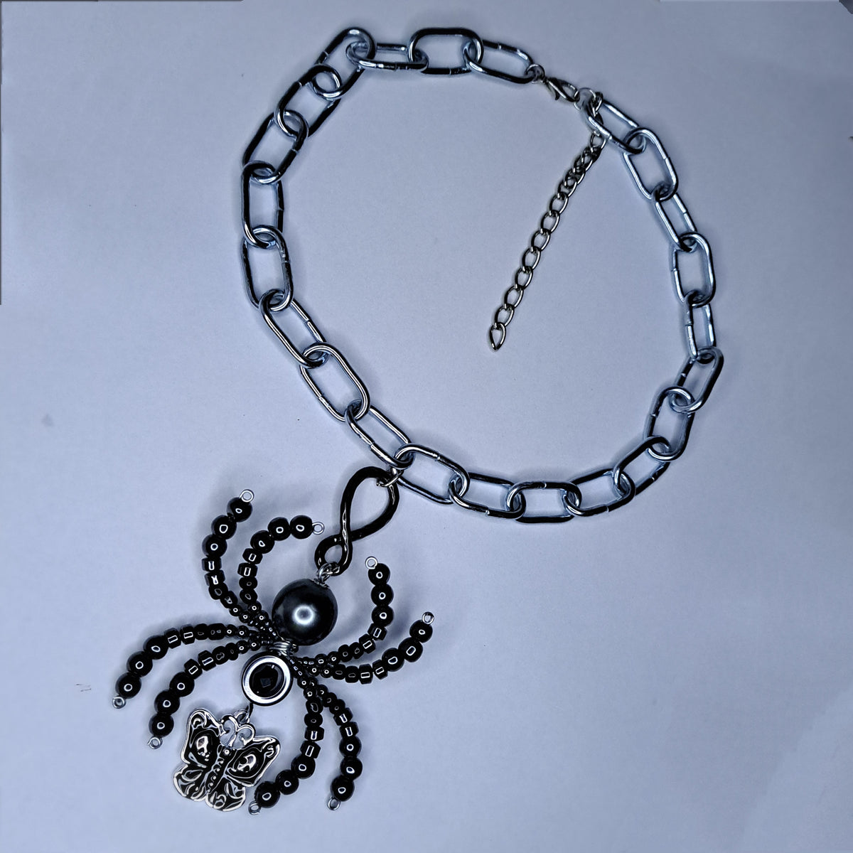 Black and dark grey Spider stainless steel chain choker