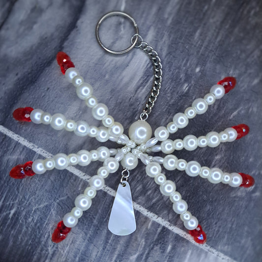 Pearl Beaded spider keychain