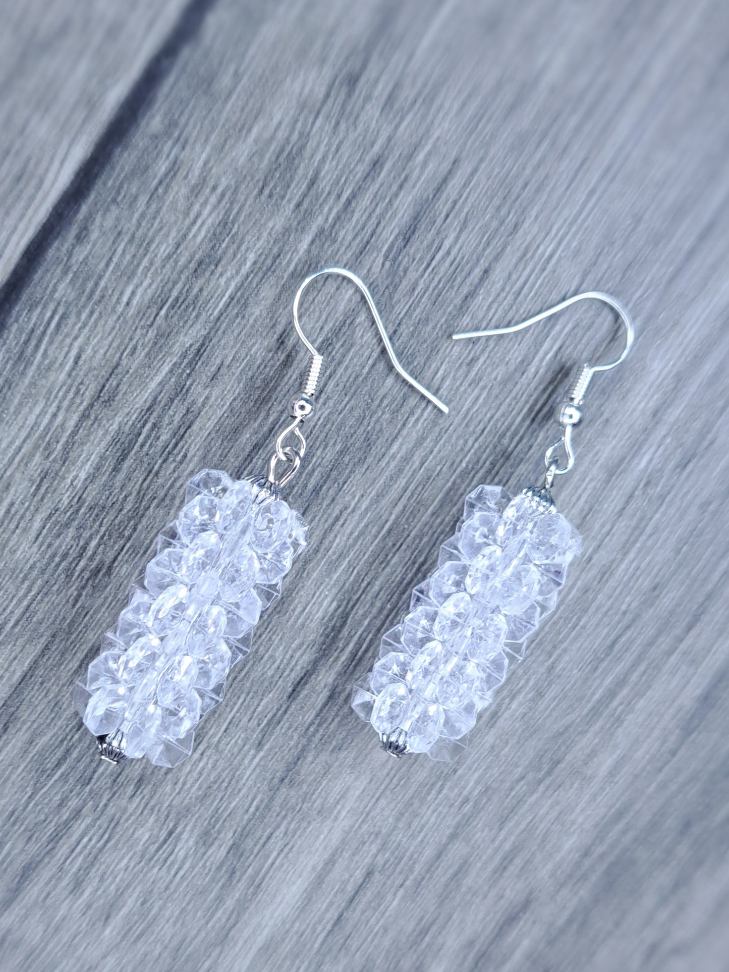 Green and silver glass gem  stainless steel heart earrings