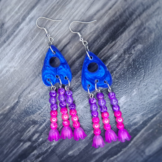 Blue, purple and pink Beaded stainless steel earring 💙💜🩷