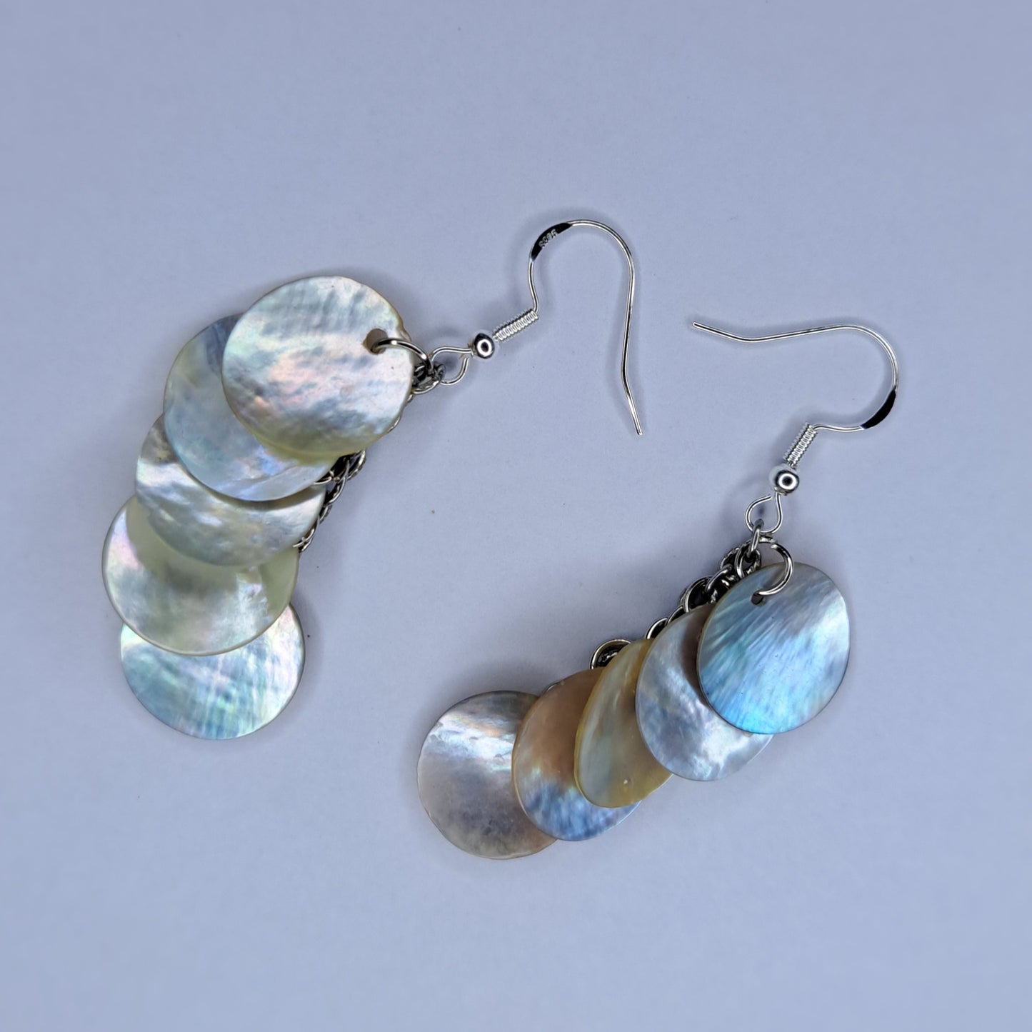 Mother of pearl disk s925 sterling silver earrings