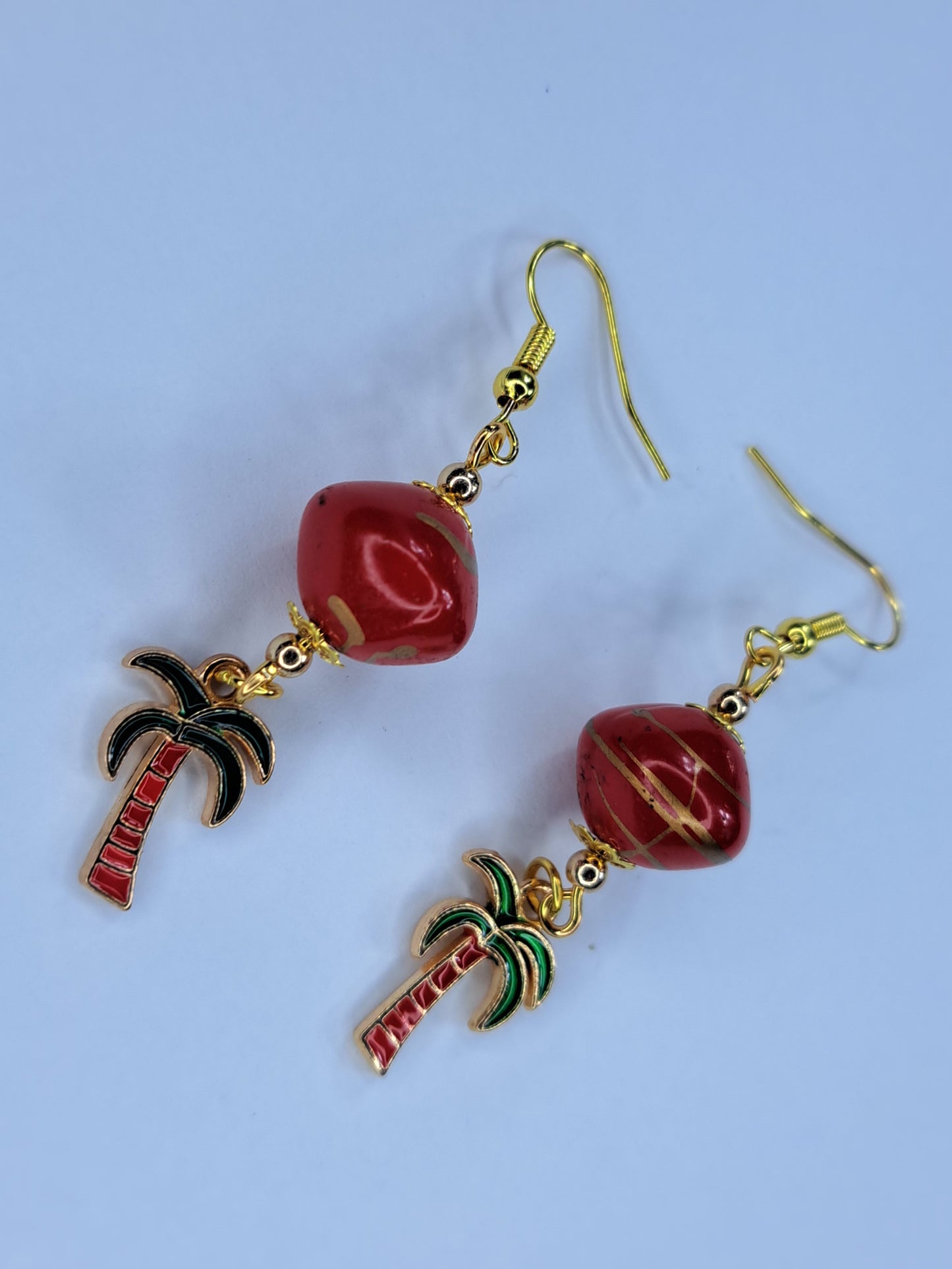 Red and gold stainless steel earrings