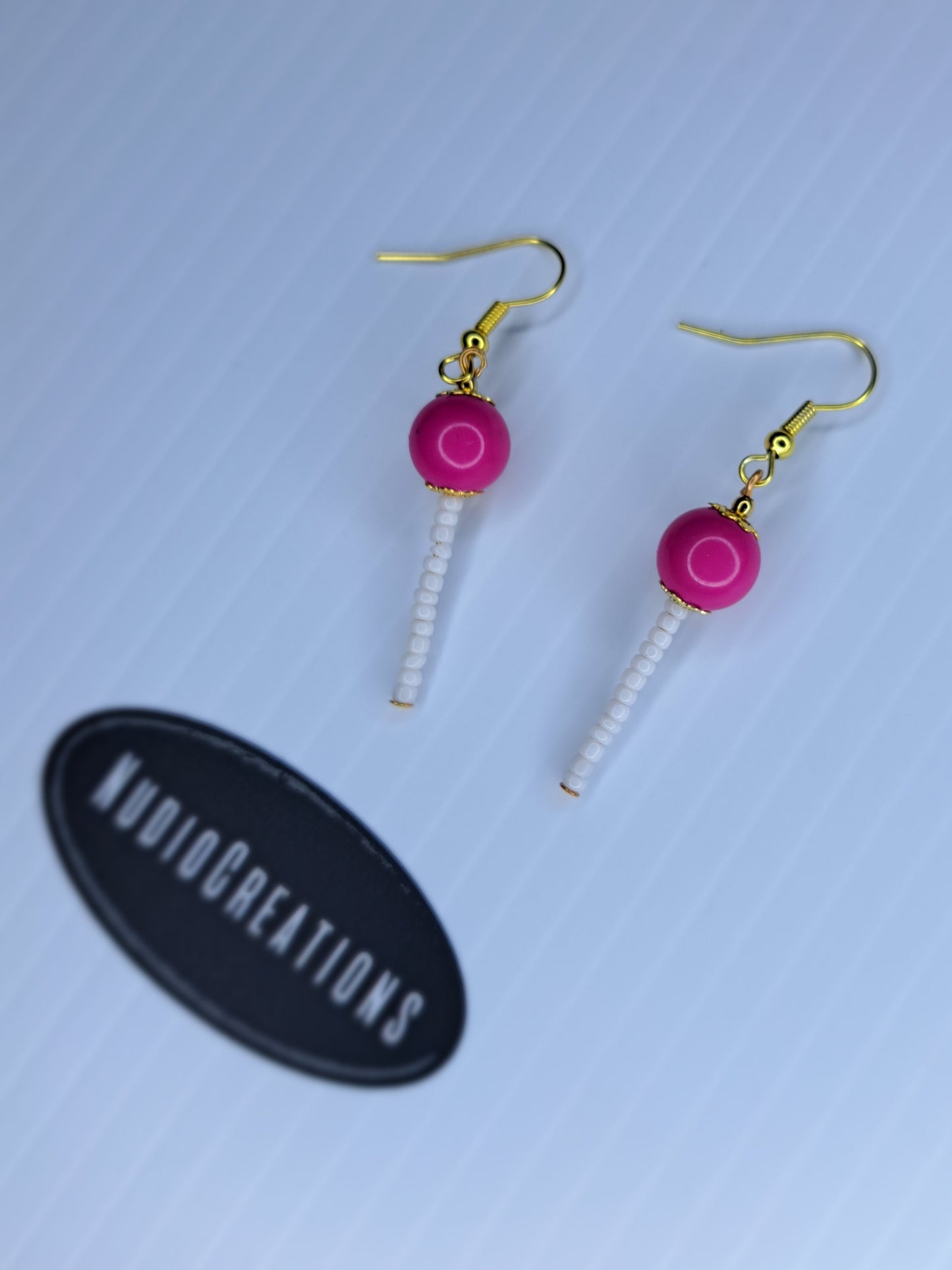 Red beaded stainless steel handmade earrings