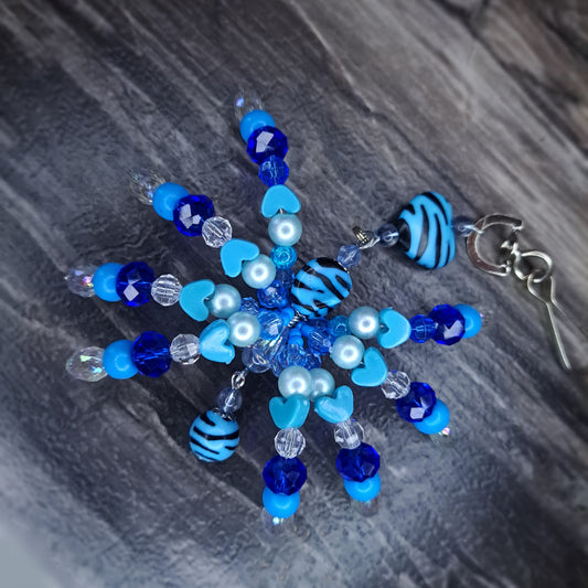 Blue Beaded spider keychain