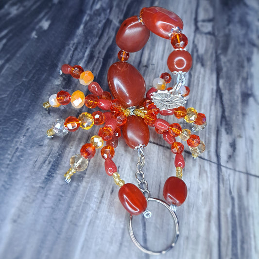 Brick red Beaded scorpion keychain