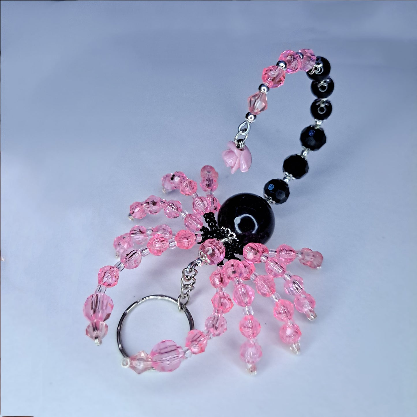 Pink & black rose stainless steel Beaded scorpion keychain