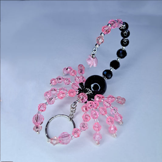 Pink & black rose stainless steel Beaded scorpion keychain