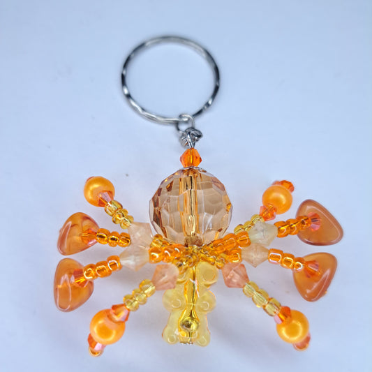 Orange gummy bear Beaded spider keychain