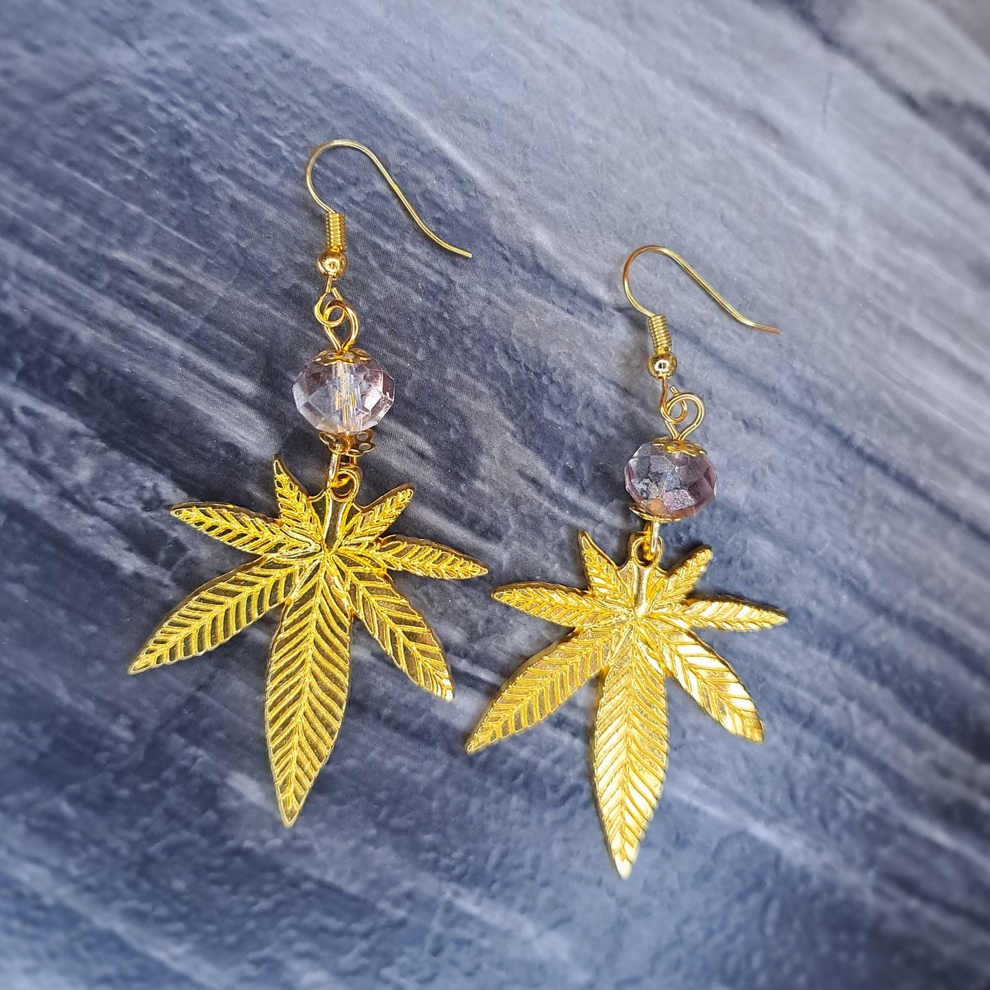 Gold leaf Charm stainless steel earrings