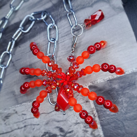 Red Beaded spider body chain 5ft
